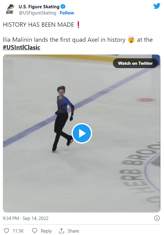 Tweet from US Figure Skating
