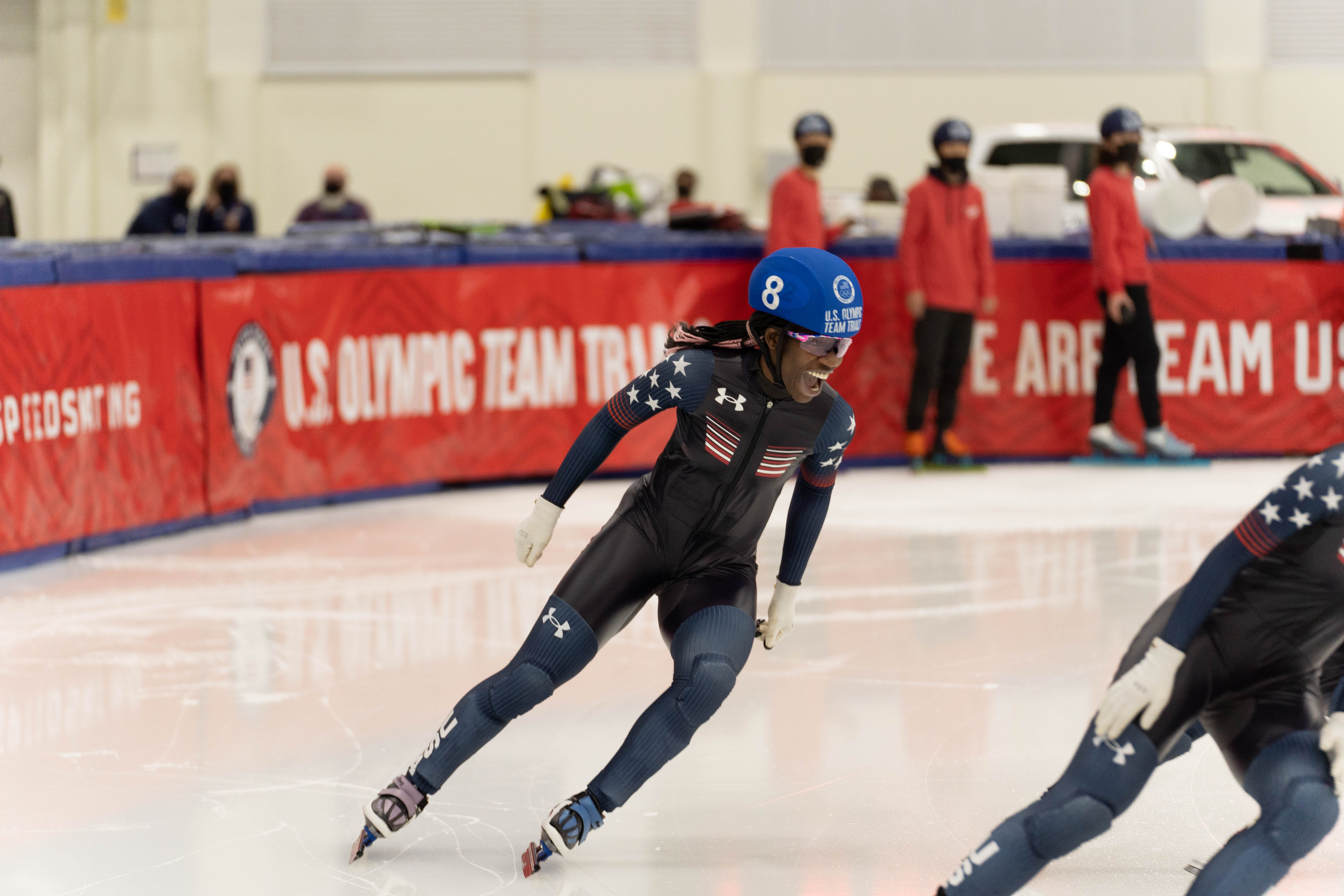 Maame Biney, South Lakes High graduate, will make her second Winter Olympics appearance on the U.S. Women's speed skating team. Photo Credit: U.S. Speedskating.