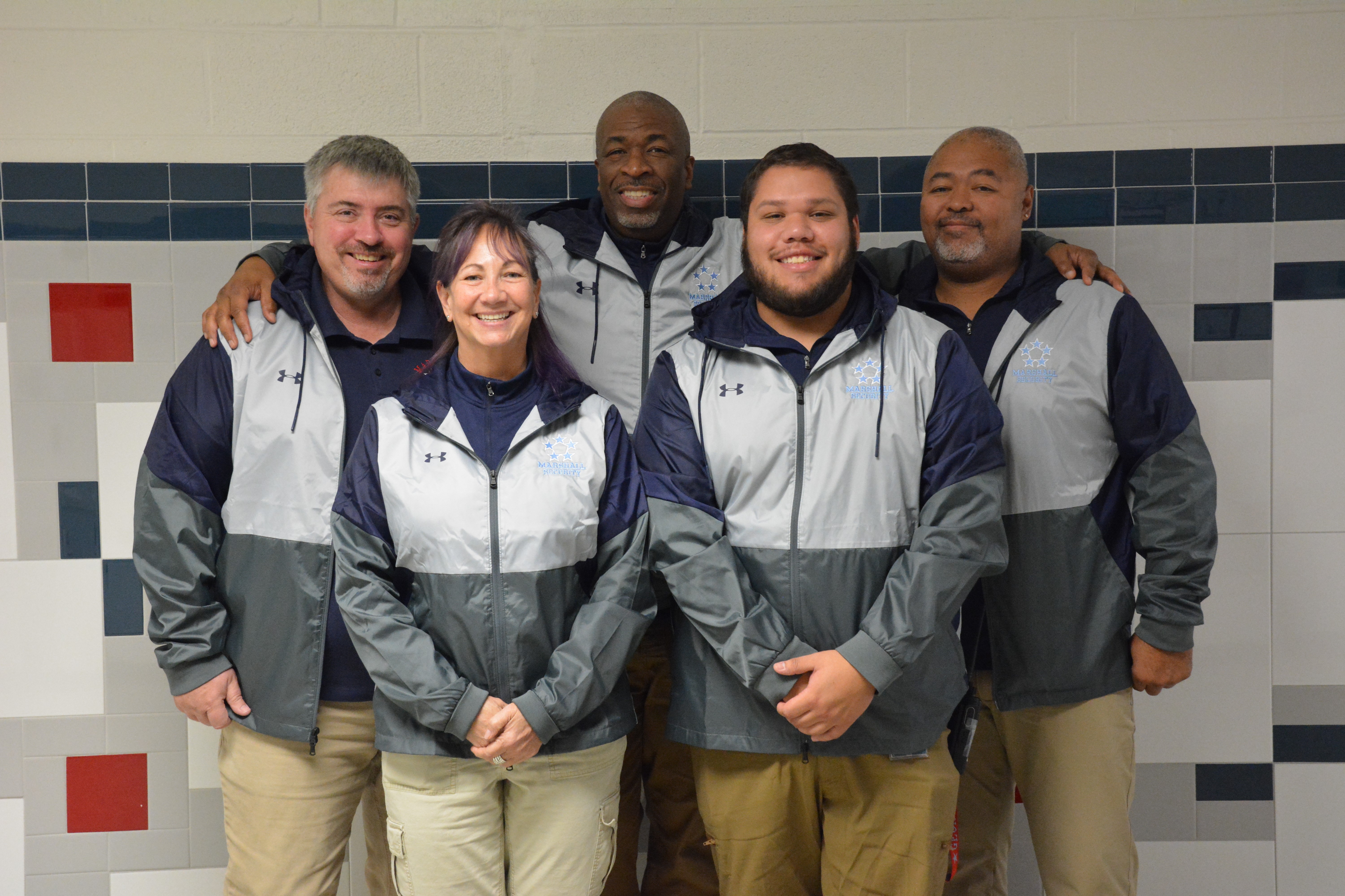 Photo of the 5 members of the Marshall HS security Team